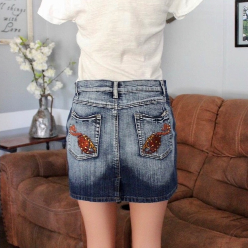 Elite Jeans Distressed Denim Skirt Juniors 11/12